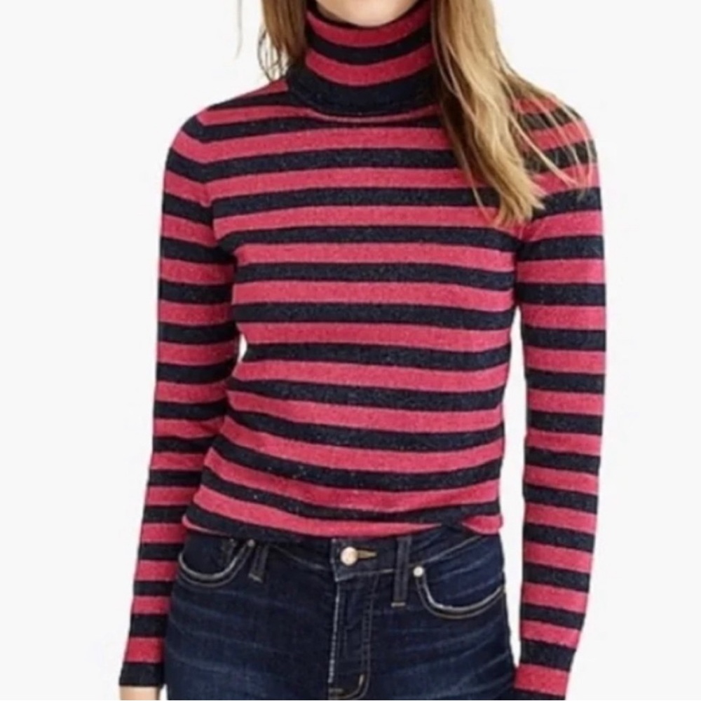 J. Crew: Sparkly Pink and Blue Stripe Sweater, size S